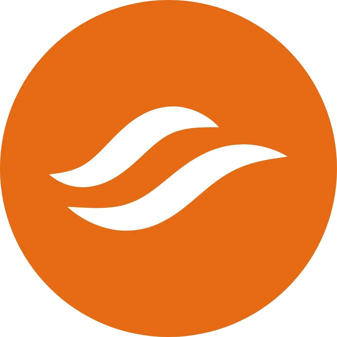 An orange circle with a white wave on it.