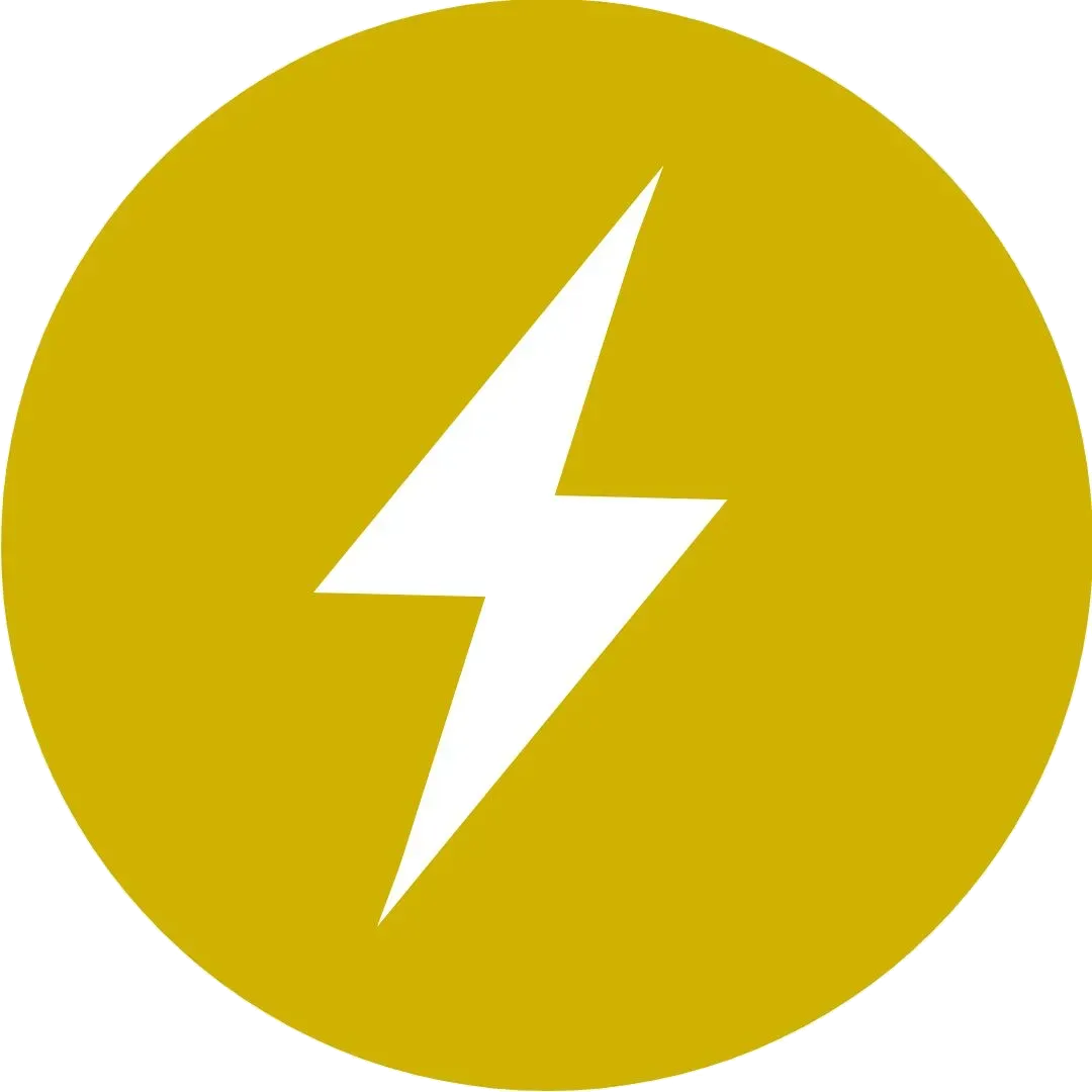 A yellow circle with a lightning bolt on it.